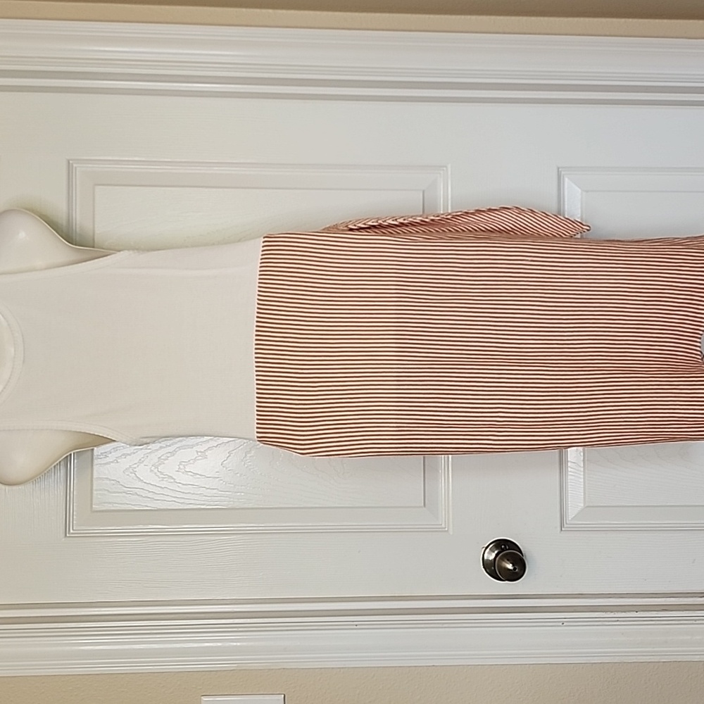 Zara Womens White Tank Top Wrap Dress Tericotta Orange Strip Sleeveless Dress - Picture 5 of 10